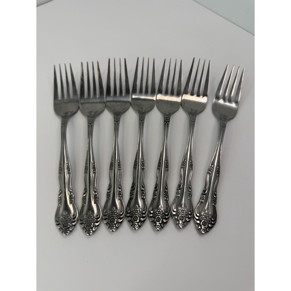 DREAM ROSE Stainless Rogers Korea By Stanley Roberts Set Of 7 Dinner Forks